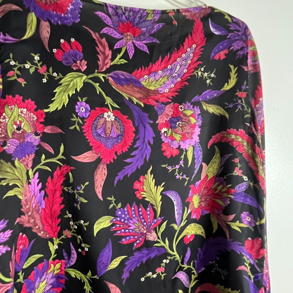 Lauren Ralph Lauren Women's Black Paisley Floral Long Sleeve Blouse Top Size L - Picture 6 of 7